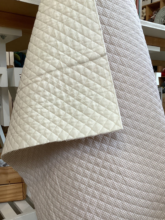 Kokka Kanda Orimono Quilted Gingham in Beige and White