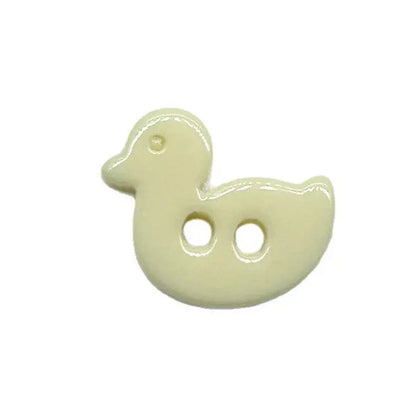 Duck-Shaped Glossy 2-Hole Buttons in Yellow, Pack of 10