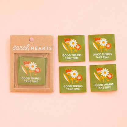Sarah Hearts Labels: Good Things Take Time Woven Labels