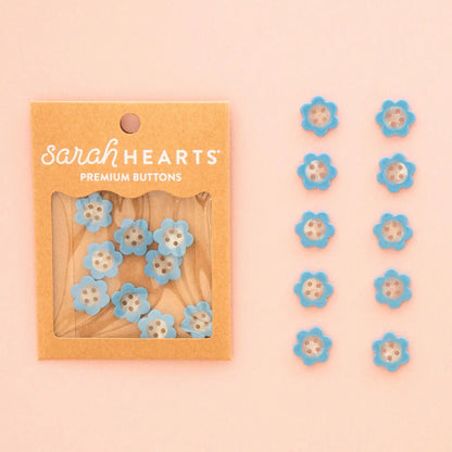 Sarah Hearts Labels: Blue Daisy Buttons (Multiple Sizes)