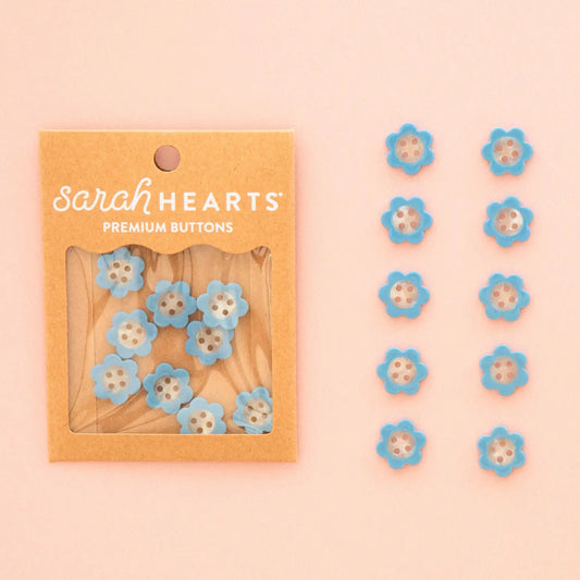 Sarah Hearts Labels: Blue Daisy Buttons (Multiple Sizes)