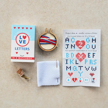 Love Letters Mini Hoop Cross Stitch Kit