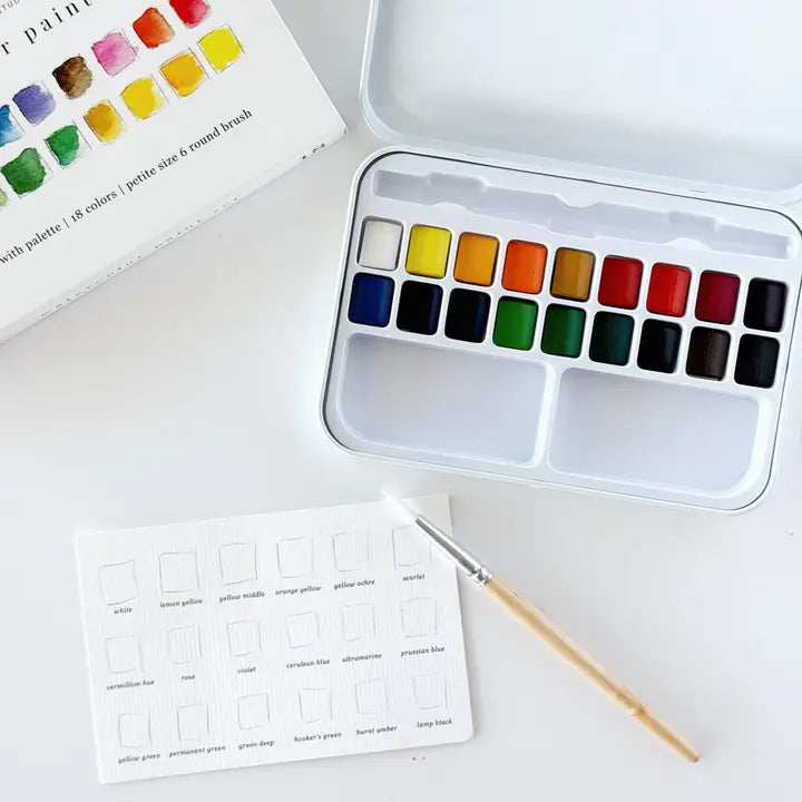Emily Lex Studio - Watercolor Paint Set: 18 Colors with Brush