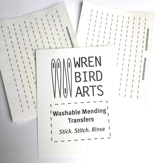 White - Washable Mending Transfers - Sashiko Style Lines