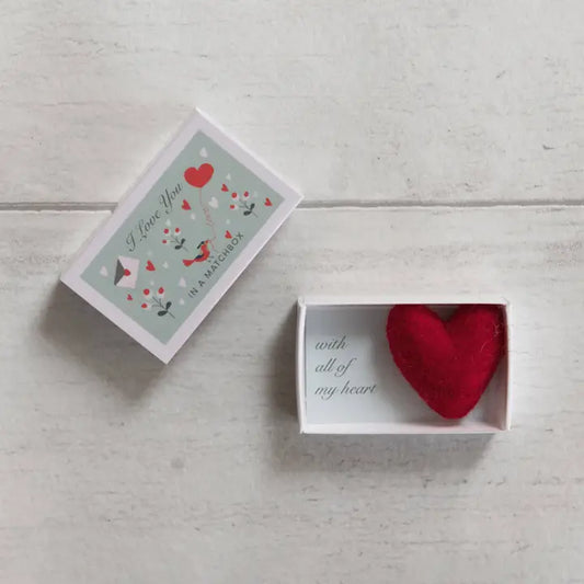 Wool Felt Heart in a Matchbox
