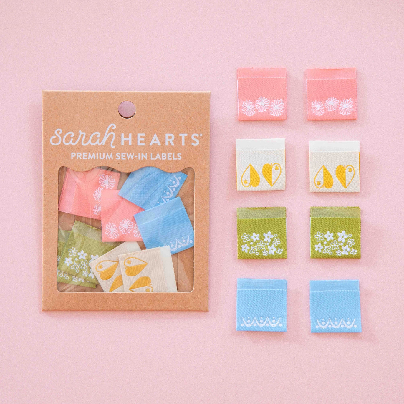 Sarah Hearts Labels: Vintage Patterns Multipack Woven Labels