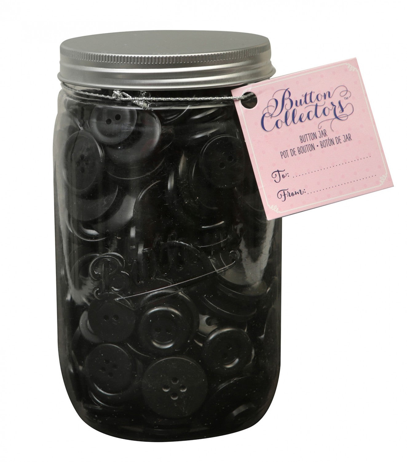 Large Button Jar - 16oz assorted buttons in black