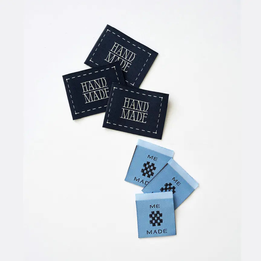 Handmade Stitched Frame in Blue: Woven Garment Labels
