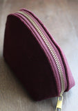 Woolen Zippered Notions Pouch in Eggplant