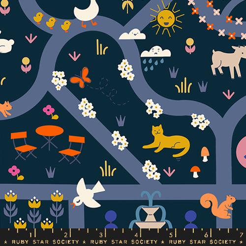 Woodland Park: Garden Map in Teal Navy