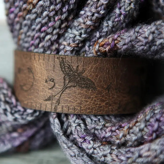 Luna Moth Leather Ruler Cuff with Bronze Stud For Crafting