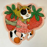 Strawberry Cat Vinyl Sticker