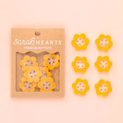 Sarah Hearts Labels: Yellow Daisy Buttons in Multiple Sizes
