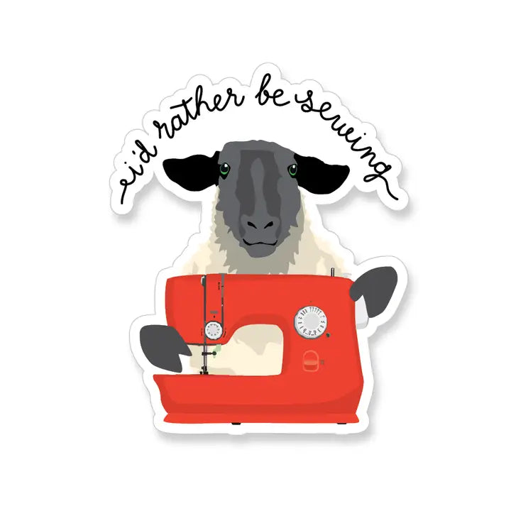 I'd Rather Be Sewing Sheep Vinyl Sticker