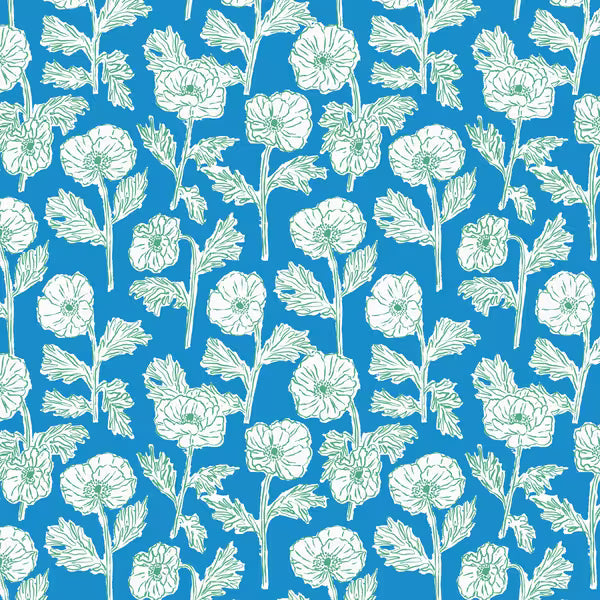 Nice Nice- Painted Poppies in Blue/Green