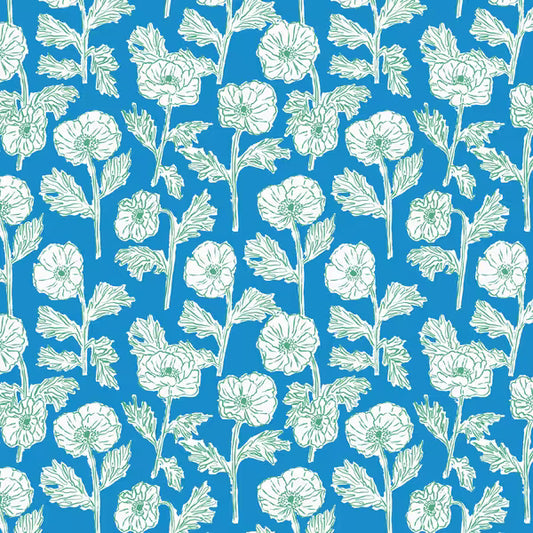Nice Nice- Painted Poppies in Blue/Green