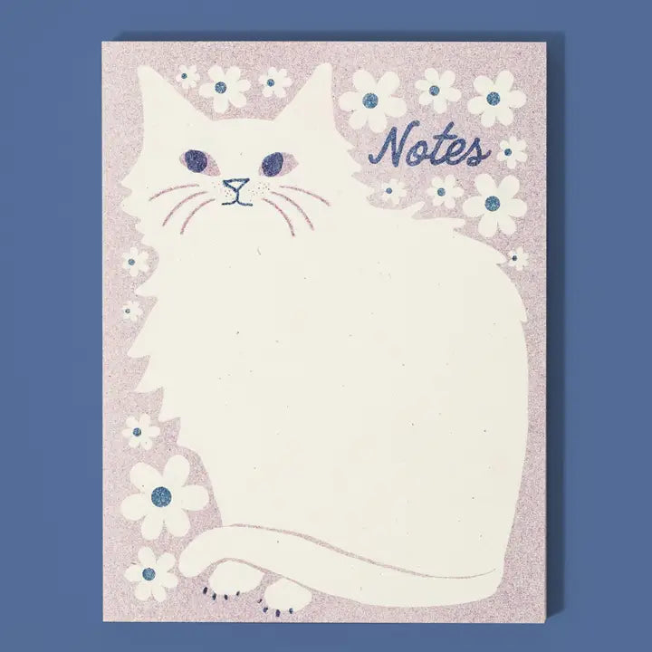 Negative Space Floral Cat Risograph Notepad