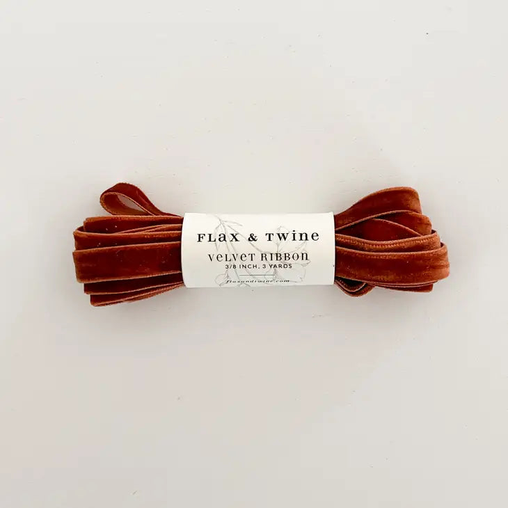 Flax & Twine 3/8" wide Velvet Ribbon