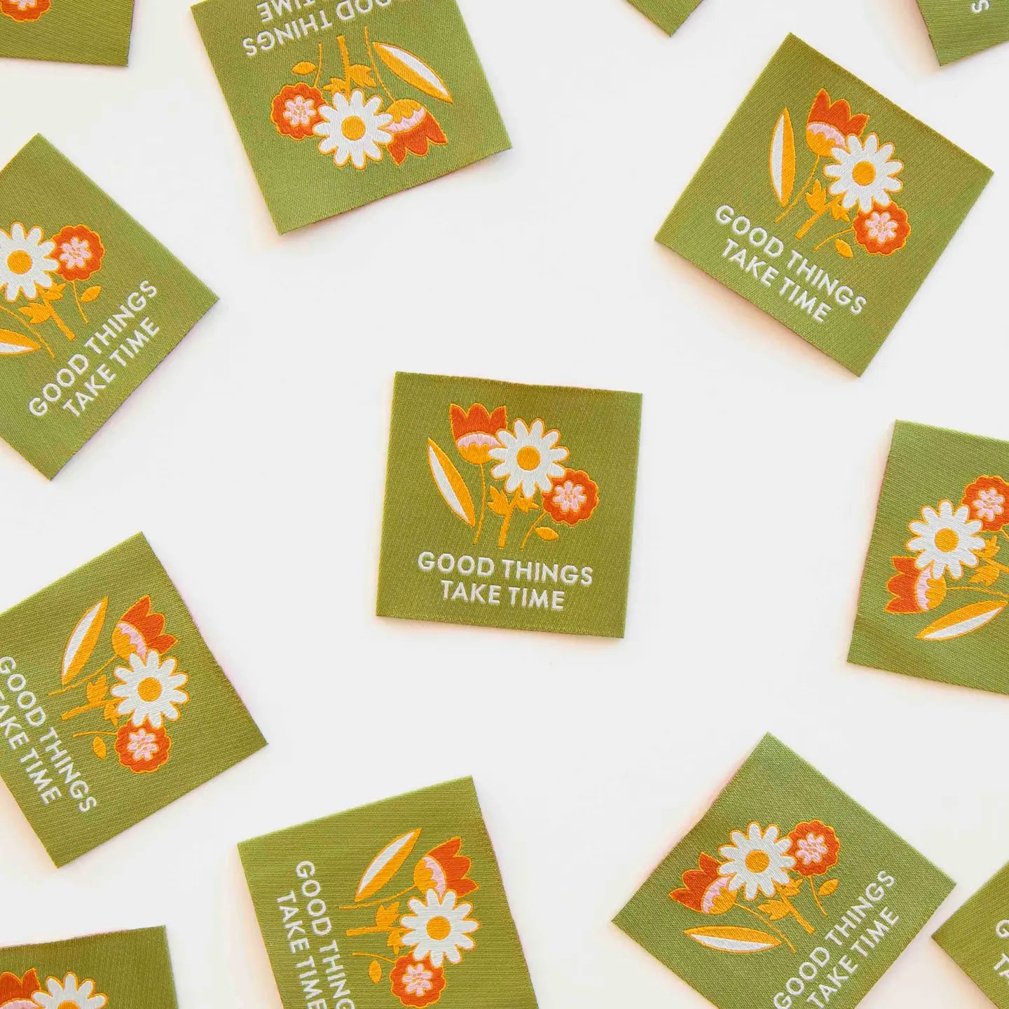 Sarah Hearts Labels: Good Things Take Time Woven Labels