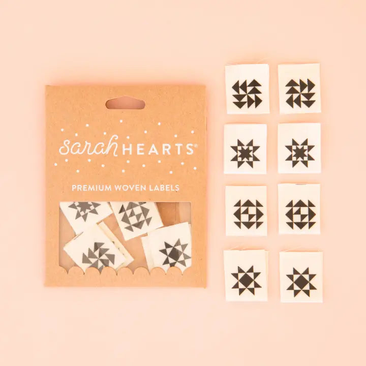 Sarah Hearts Labels: Black Quilt Block Multipack