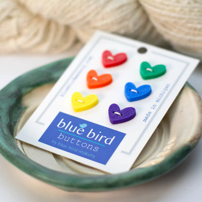 12mm Heart Buttons - Multiple Colors