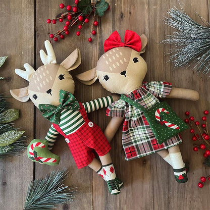 Holiday Cheer Panel Natural: Reindeer Stuffies