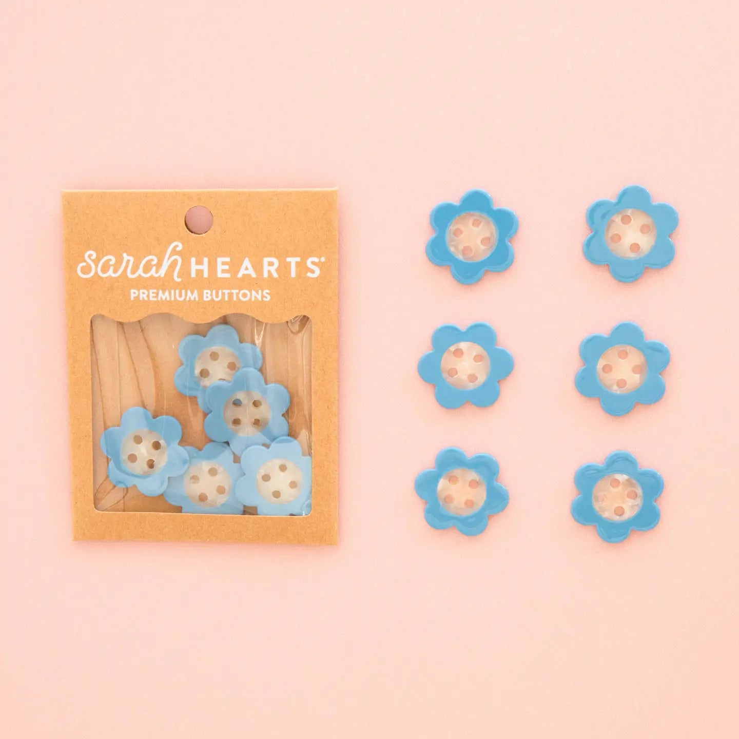 Sarah Hearts Labels: Blue Daisy Buttons (Multiple Sizes)