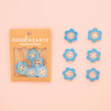 Sarah Hearts Labels: Blue Daisy Buttons (Multiple Sizes)