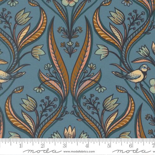 Feather and Forest Bloom: Medallion Birds in Azure