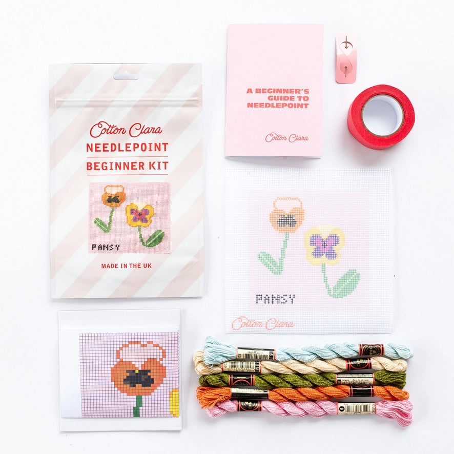 Cotton Clara Craft Kits and Supplies: Pansy Needlepoint Kit (Beginner)