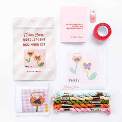 Cotton Clara Craft Kits and Supplies: Pansy Needlepoint Kit (Beginner)