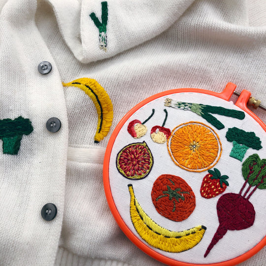 Washable Hand Embroidery Transfers - Fruits and Vegetables