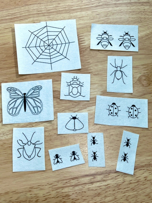Washable Hand Embroidery Transfers - Bugs