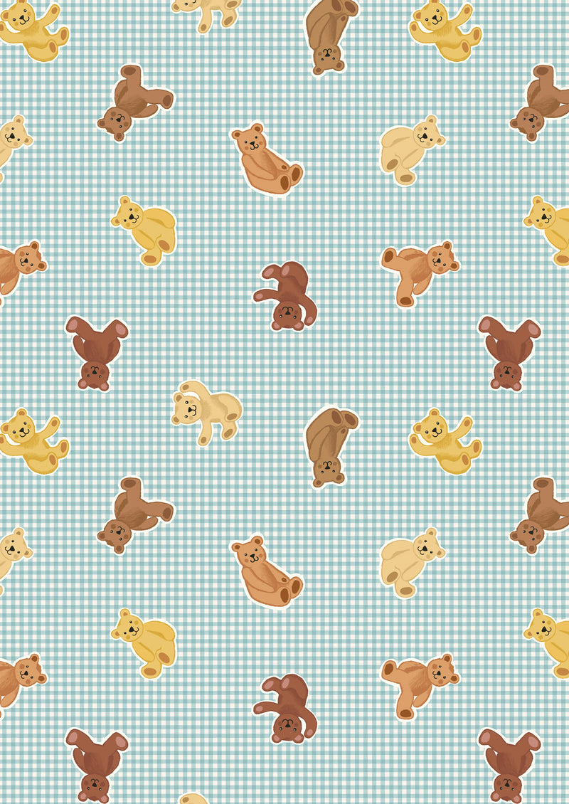 Teddy Bear's Picnic: Teddy Bears on Blue Gingham