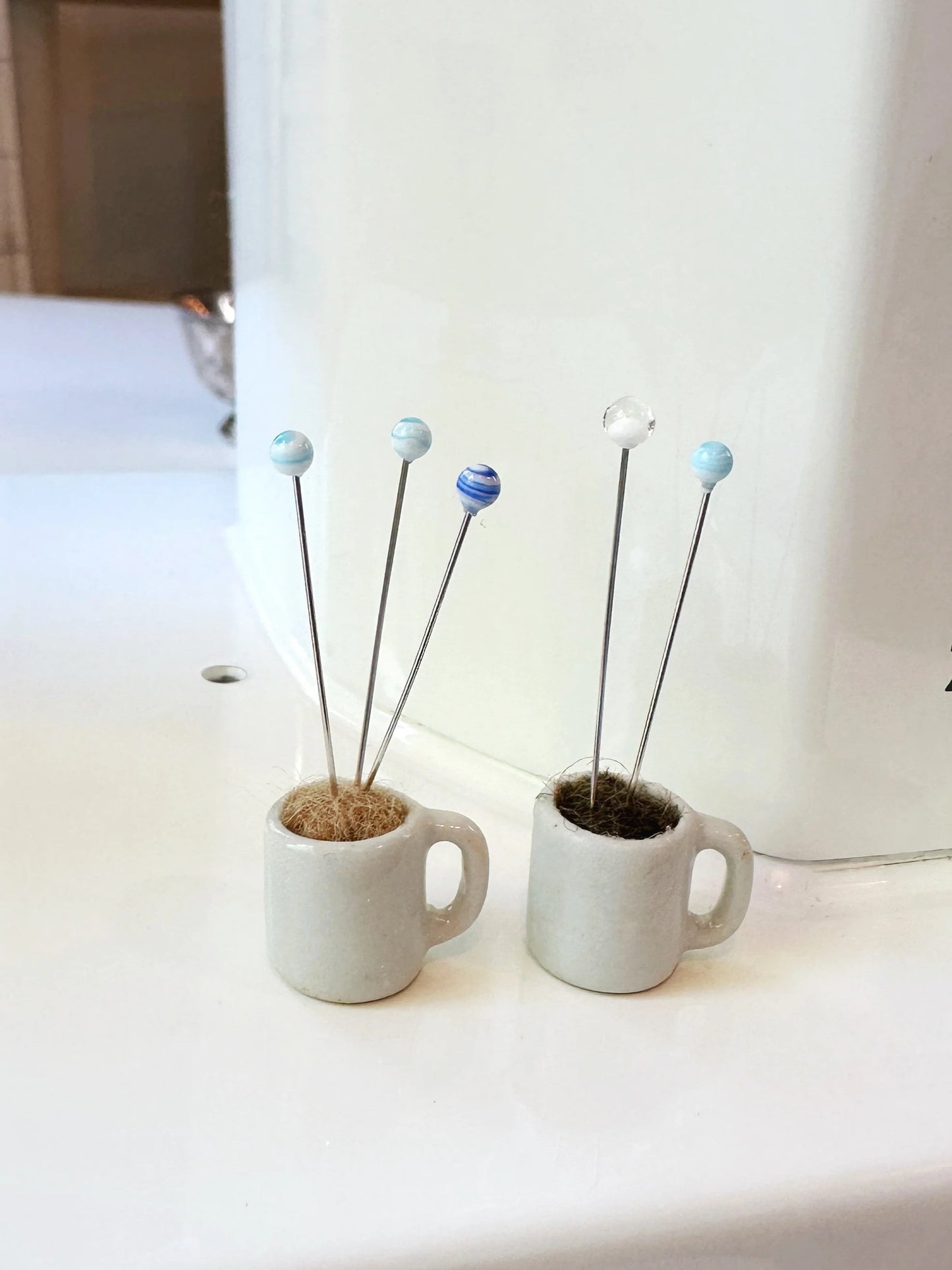 Coffee Mug Pin Catcher- With Cream (Light Brown Wool Inside)