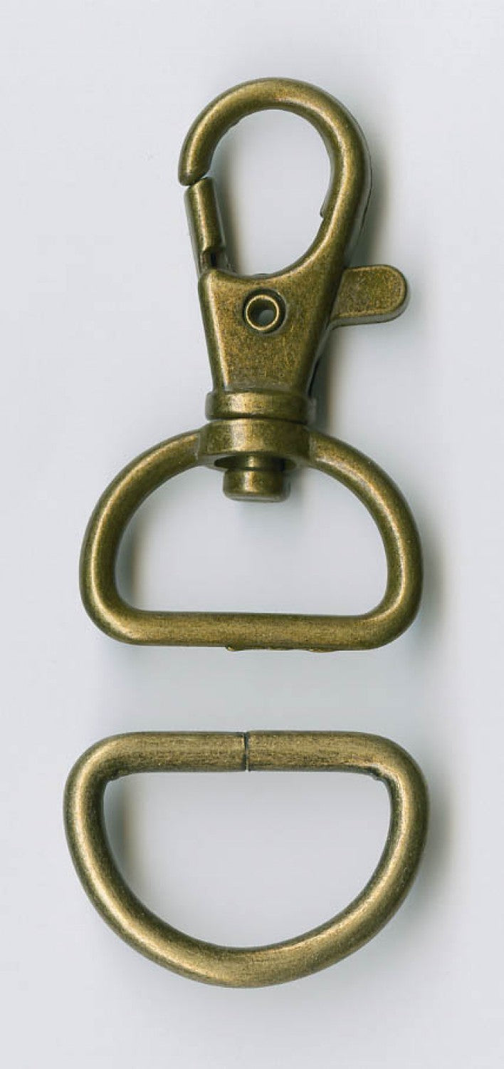 3/4" Brass D-Ring and Swivel Clasp Set