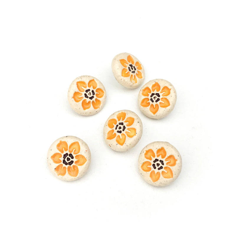 Haulin' Hoof: Orange Hawaiian Petals Ceramic Shank Button
