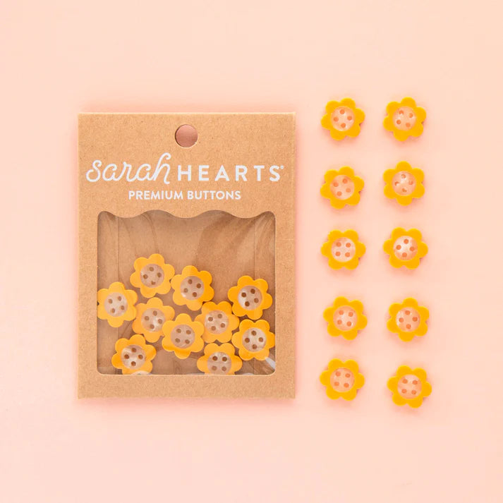 Sarah Hearts Labels: Yellow Daisy Small 5/8" Buttons