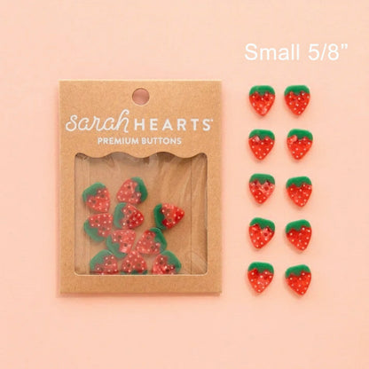 Sarah Hearts Labels: Strawberry Buttons- Multiple Sizes