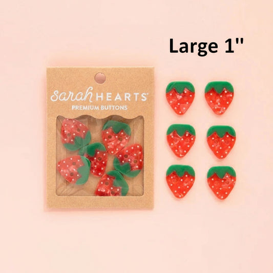 Sarah Hearts Labels: Strawberry Buttons- Multiple Sizes