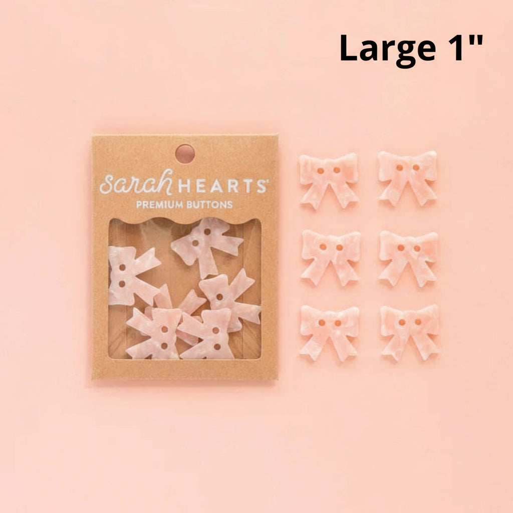 Sarah Hearts Labels: Pink Bow Buttons- Multiple Sizes