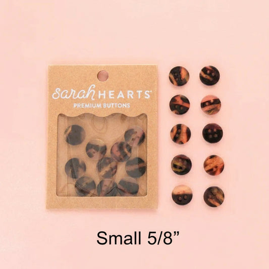 Sarah Hearts Labels: Tortoise Shell Buttons- Multiple Sizes