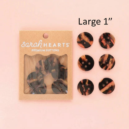 Sarah Hearts Labels: Tortoise Shell Buttons- Multiple Sizes