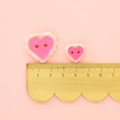 Sarah Hearts Labels: Pink Sweet Heart Buttons- Multiple Sizes