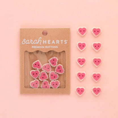 Sarah Hearts Labels: Pink Sweet Heart Buttons- Multiple Sizes