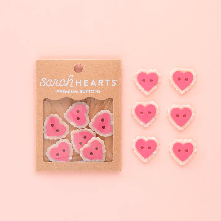 Sarah Hearts Labels: Pink Sweet Heart Buttons- Multiple Sizes