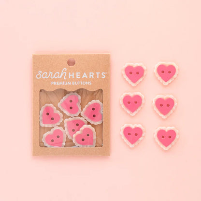 Sarah Hearts Labels: Pink Sweet Heart Buttons- Multiple Sizes