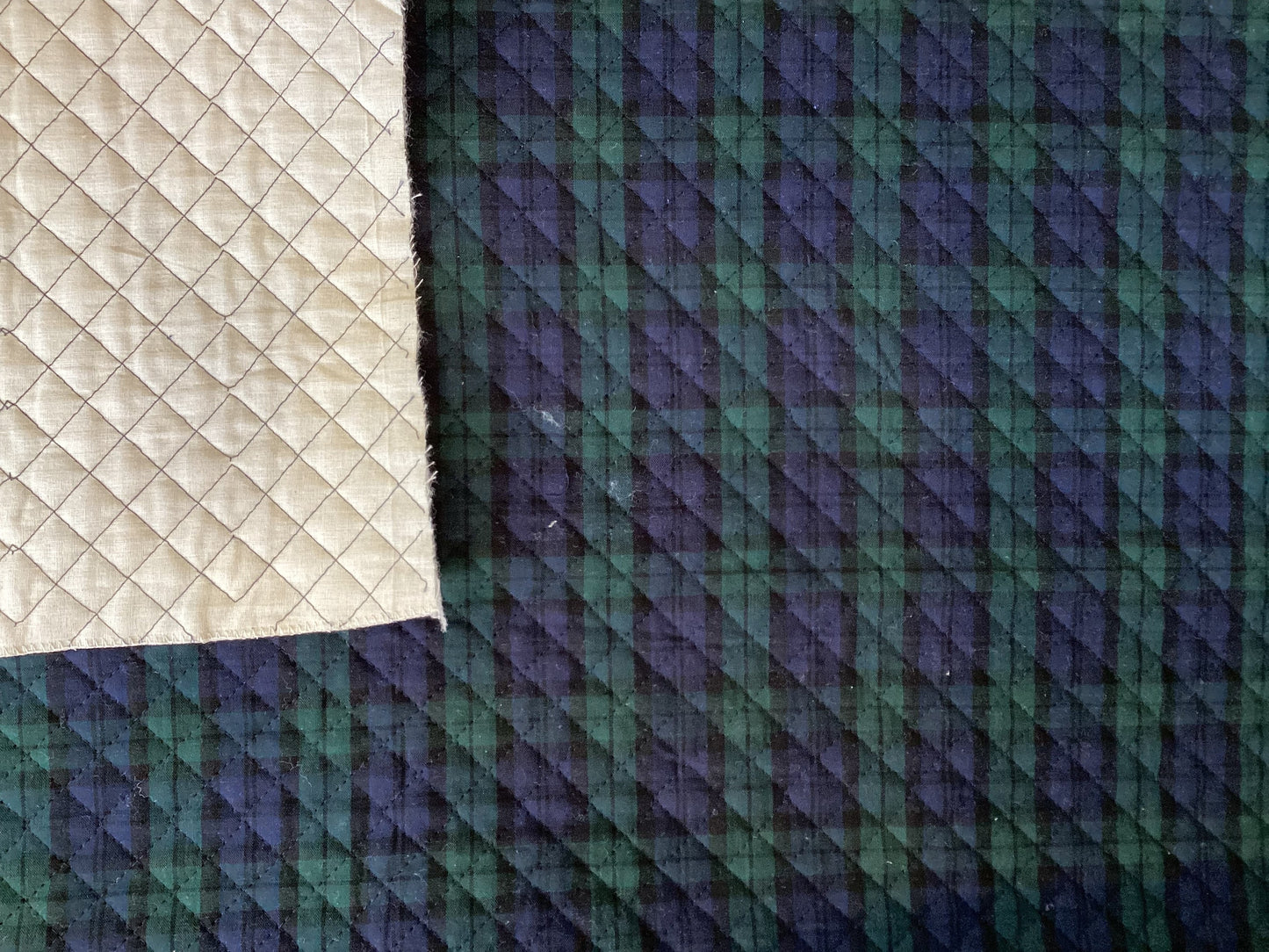 Kokka Kanda Orimono Quilted Plaid in Green