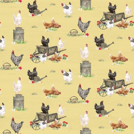 Spring Barn Quilts: Chickens in Yellow