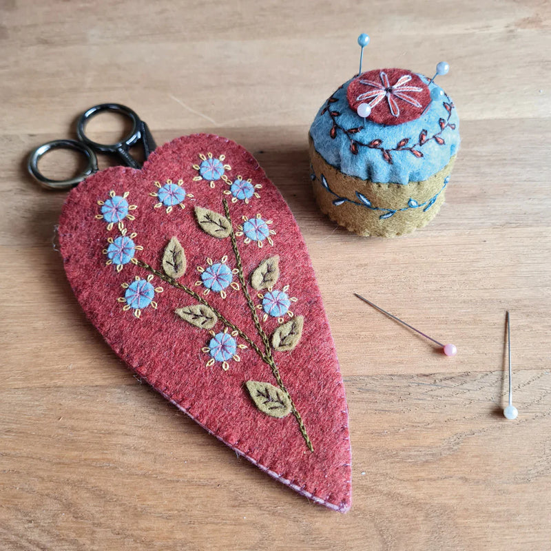 Embroidered Felt Scissors Pouch & Mini Pincushion